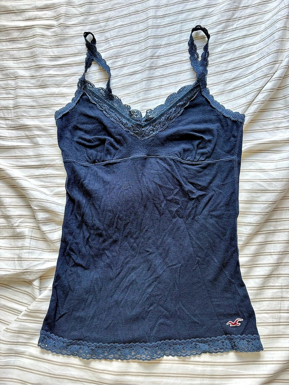 Hollister Lace Trim Cami Top Blue Large